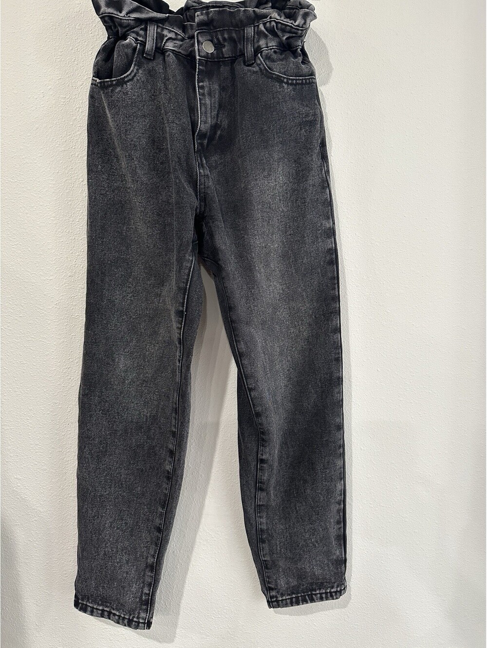 Baevely High-Rise Paper bag Black Denim Jeans Size Youth Small